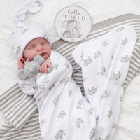 Living Textiles Newborn Hello World Gift Set - Grey Elephant