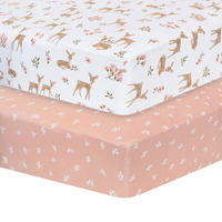 Living Textiles Cotton Jersey Cot Fitted Sheet 2 Pack - Sophia Garden
