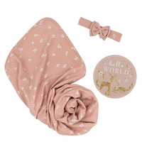 Living Textiles Newborn Hello World Gift Set - Sophia's Garden Dusty Rose Flowers