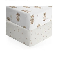 Living Textiles Cotton Jersey Cot Fitted Sheet 2 Pack - Cuddly Bear 9112408
