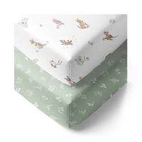 Living Textiles Cotton Jersey Cot Fitted Sheet 2 Pack - Australiana 9112583