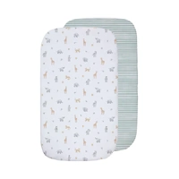 Living Textiles 2pk Bedside Bassinet/Cradle/Co-Sleeper Fitted Sheets - Roam & Roar 9109629
