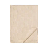 Living Textiles Pram Knitted Blanket - Sand/Checkered 4322637