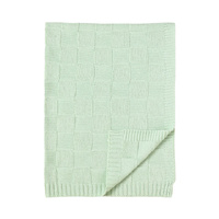 Living Textiles Pram Knitted Blanket - Checkered Seafoam 4322633