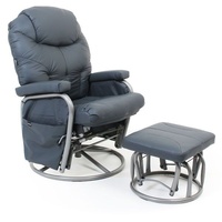 VeeBee Seville Glider Set Chair & Ottoman - Stone Grey