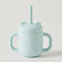 Jiggle & Giggle Riley Silicone Sippy Cup with Straw Peach WSKD022