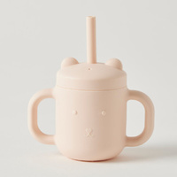 Jiggle & Giggle Riley Silicone Sippy Cup with Straw Peach WSKD022