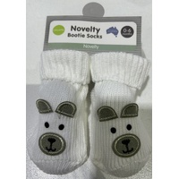 Playette Novelty Bootie Socks Cream Bear 1302591