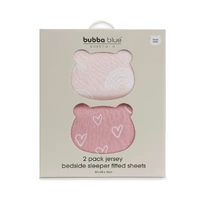 Bubba Blue Nordic 2pk Jersey Co-sleeper/Bedside Sleeper Fitted Sheets Dusty Berry/Rose