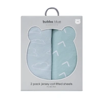 Bubba Blue Nordic 2pk Jersey Cot Fitted Sheets Dusty Sky/Mint 08183