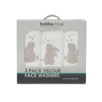 Bubba Blue Nordic 3pk Face Washers Bunny Dream 10698 **