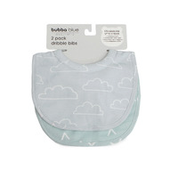 Bubba Blue Nordic 2pk Dribble Bibs Sky Clouds & Mint Mountain 11367