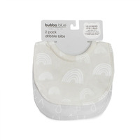 Bubba Blue Nordic 2pk Dribble Bibs Grey Raindop & Sand Rainbow 11381