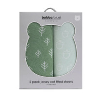 Bubba Blue Nordic 2pk Jersey Cot Fitted Sheets Avocado/Forest 12470
