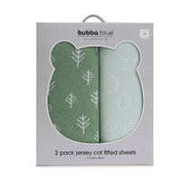 Bubba Blue Nordic 2pk Jersey Cot Fitted Sheets Avocado/Forest