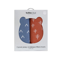 Bubba Blue Nordic 2pk Jersey Co-sleeper Fitted Sheets Denim/Clay 14368 **