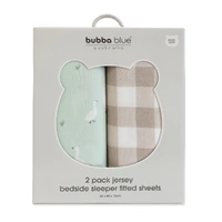 Bubba Blue Provincial 2pk Jersey Co-sleeper Fitted Sheets Olive/Taupe 17369
