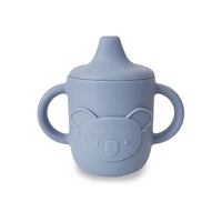 Plum Silicone Sippy Cup Koala Embossed Steel Blue 6m+