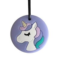 Jellystone Designs Silicone Unicorn Chew Pendant - Purple UPPU