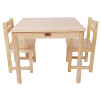 Tikk Tokk Little Boss Wooden Table & Chairs Set - Square, Natural LBST01N