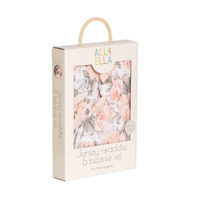 All4Ella Organic Cotton Jersey Swaddle & Beanie Set - Soft Florals