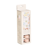 All4Ella Organic Cotton Muslin Swaddle & 2 Pram Pegs - Rainbow Dreams