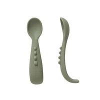 Silicone Comfy Grip Spoons 2pk - Olive