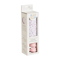 All4Ella Organic Cotton Muslin Swaddle & 2 Pram Pegs - Pink Petals