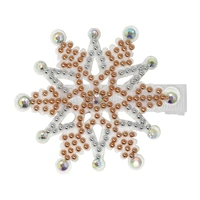 Pink Poppy Christmas Gold Rhinestone Snowflake Hairclip