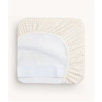 ergoPouch Organic 2-in-1 Waterproof Fitted Bedside Sleeper Sheet - Caramel Grid