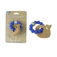 Wooden Silicone Whale Teether - Blue CA3004