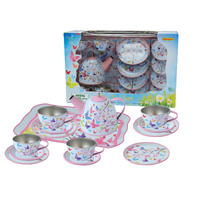 Kaper Kidz Pink Blossom Butterfly Tin Tea Set 15pcs CH41128