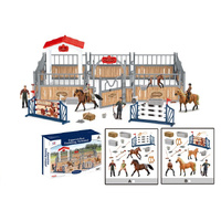 Model Series Farm Animals Horse Jumping Arena with Figures, Horse & Accessories Styles Vary; One Supplied