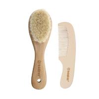 Haakaa Goat Wool Wooden Baby Hair Brush and Comb Set