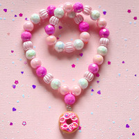 Beaded Necklace - Pink Donut A05