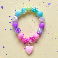 Sweet As Sugar Beaded Bracelet - Pink Heart B01