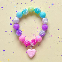 Beaded Bracelet - Pink Heart B01