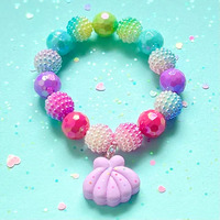 Sweet As Sugar Beaded Bracelet - Purple Clamshell B04