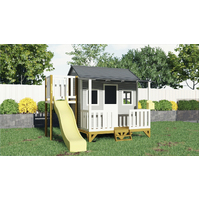 KidzShack DELIGHTFUL Shack Cubby House with Slide + Optional Extensions