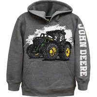 John Deere Sketch Tractor Fleece Child Pullover Hoodie Grey