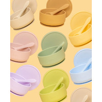 Kiin Silicone Suction Bowl with Lid + Spoon Set Assorted Colours