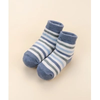 Lummi in Colour Baby Socks - Blue/Green Stripes 0-6 Months