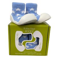 Little Eaton Rubber Soled Socks Blue with Star Assorted Sizes