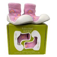 Little Eaton Rubber Soled Socks Pink Rainbows