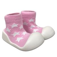 Little Eaton Rubber Soled Sock Pink with Stars Assorted Sizes