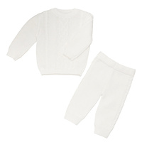 Living Textiles 2pc Cable Knit Sweater & Pant Set - Ivory