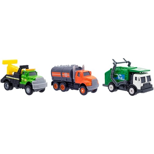 Mighty Fleet Diecast 3pk - Tow Truck, Tanker & Garbage Truck FR57292