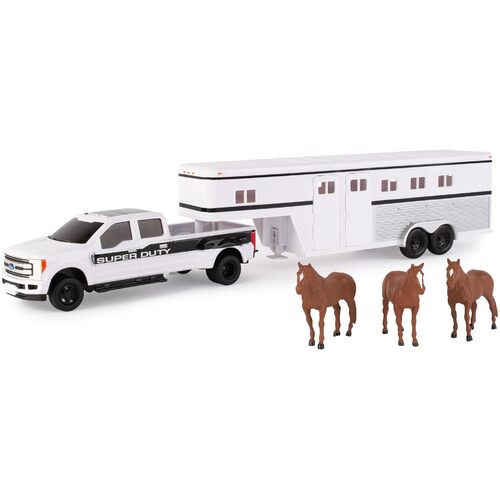 Tomy Big Road Ford F-350 Pickup Truck with Horse Trailer and Horses 1:32 Scale 46800
