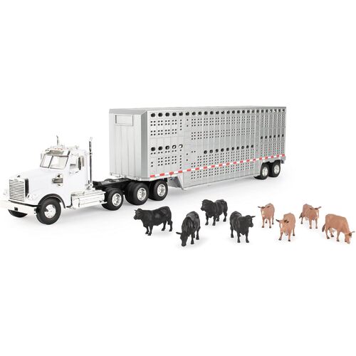 Tomy Big Roads Freightliner 122SD Semi with Cattle Trailer 1:32 Scale 47362