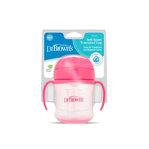 Dr Browns 180ml Soft Spout Transition Cup w Handles - Pink